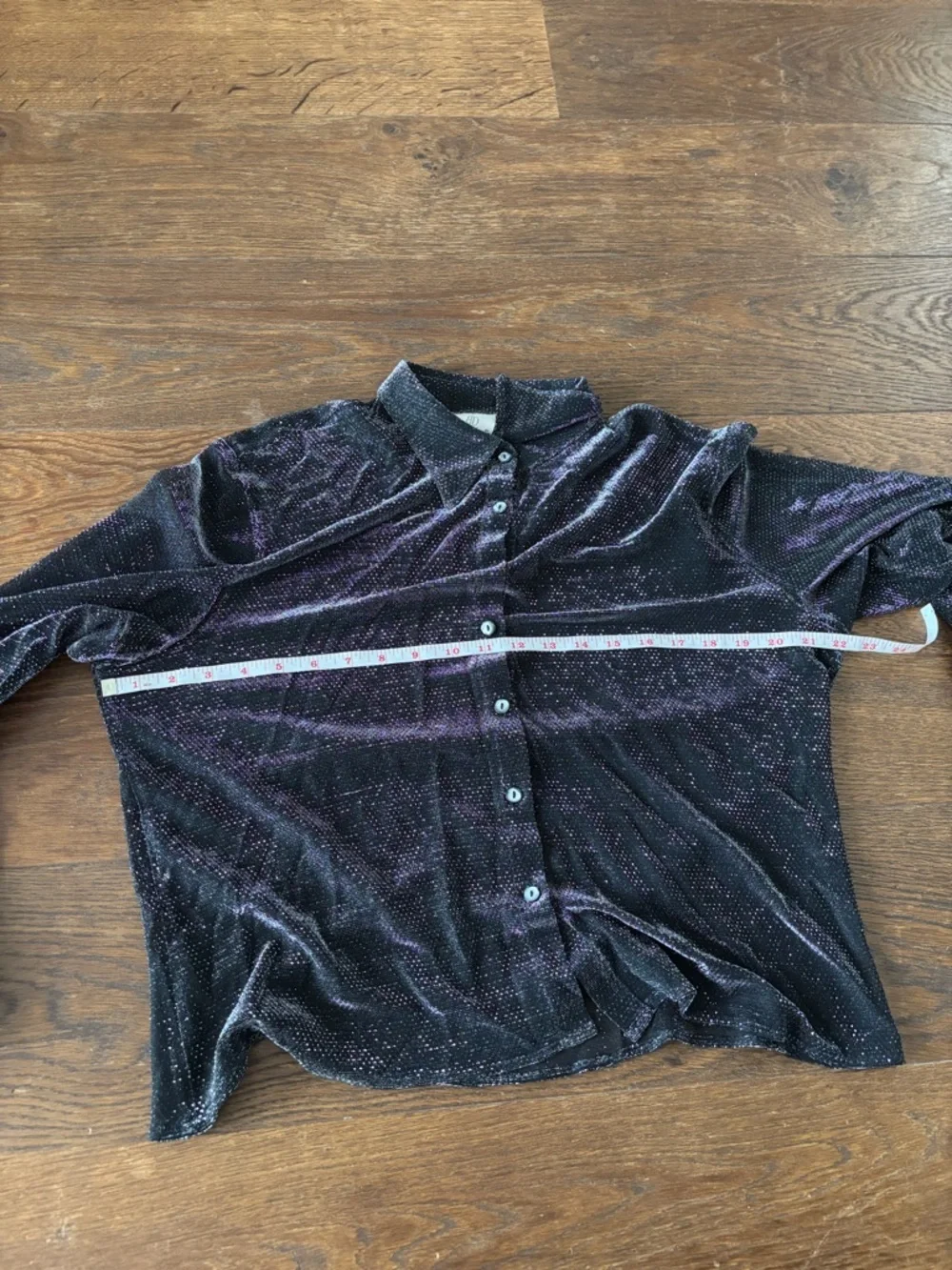 Vintage Y2K Sheer Mesh Metallic Glittered Button-Down Shirt - Picture 6 of 8